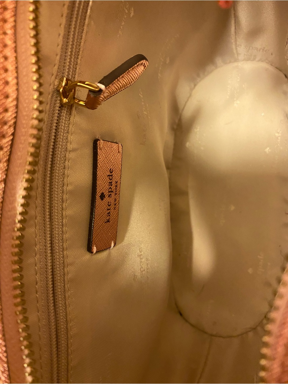 kate spade rose gold glitter tote - Picture 4 of 5